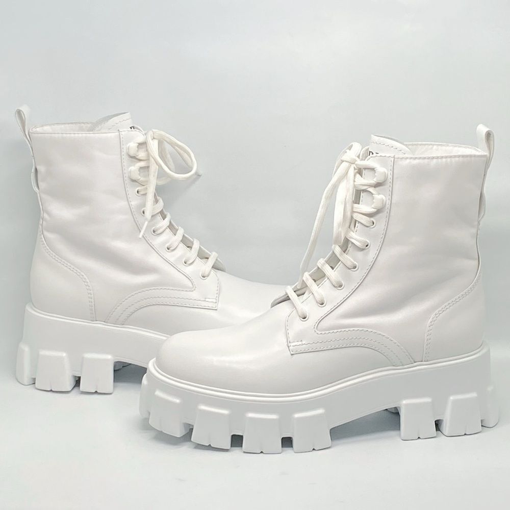 Prada Monolith Leather & Nylon Lug Sole Combat boots size 40 - Picture 8 of 13